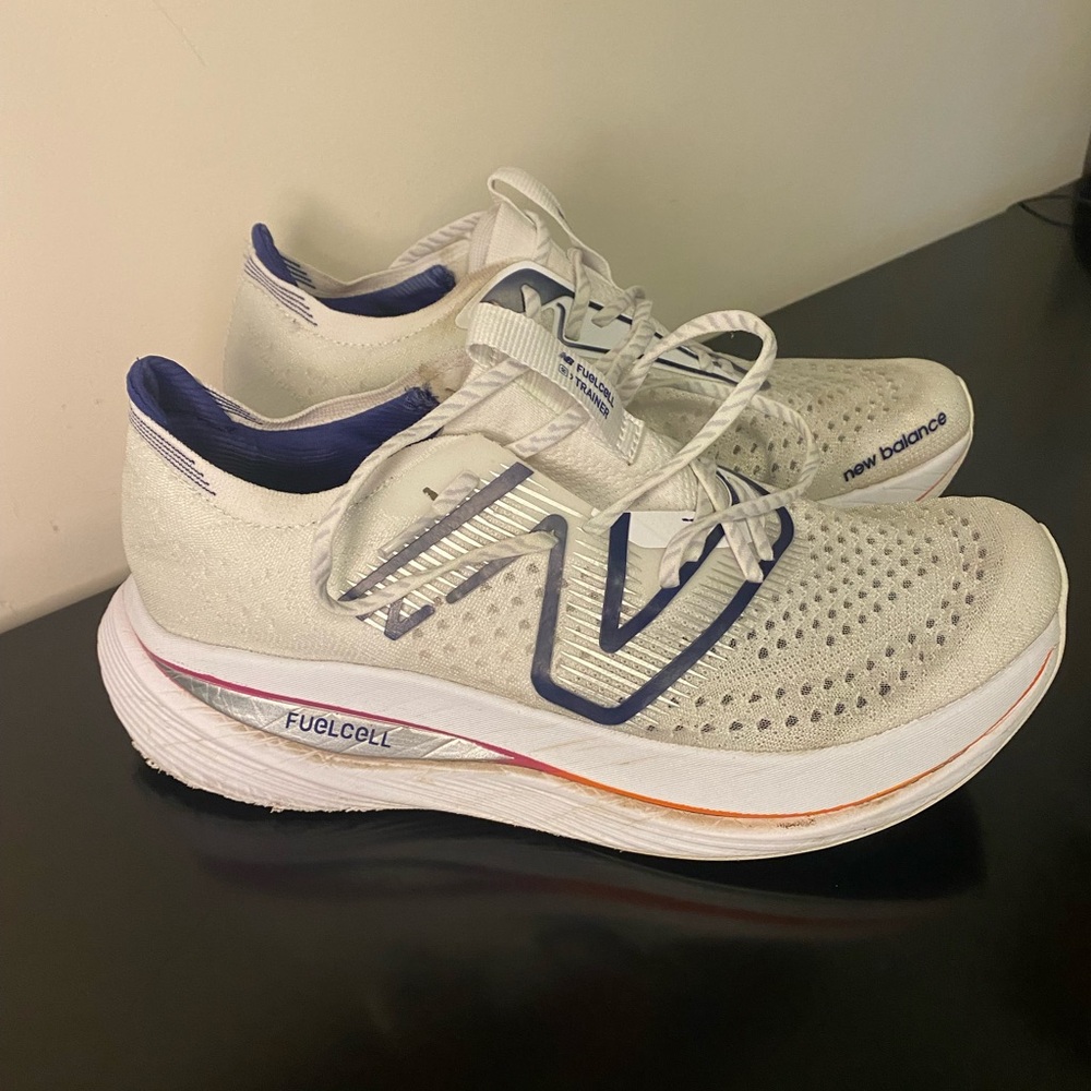 USED New Balance FuelCell Supercomp Trainer men’s 12 white Running Shoes